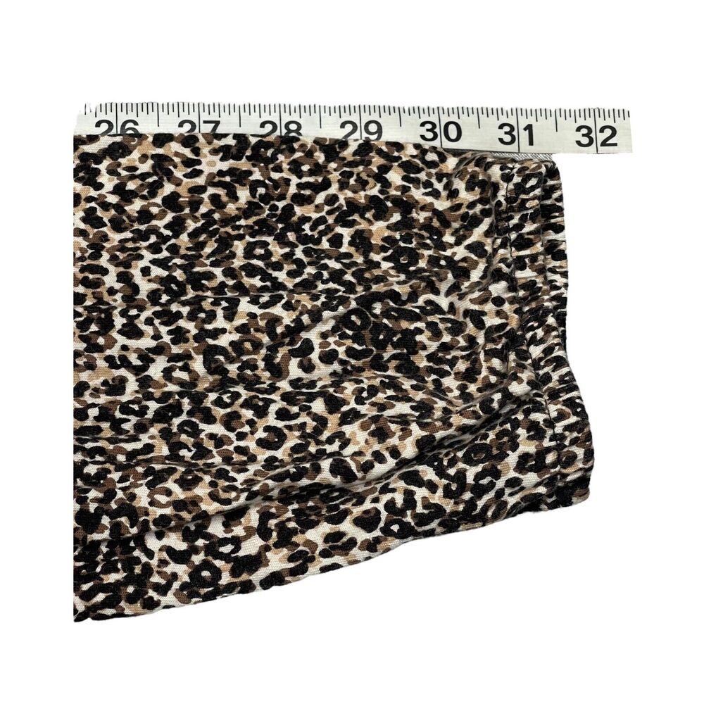 Old Navy Blouse Top Women's 2XL Brown Leopard Print 100% Cotton Knit Round Neck - Picture 6 of 7